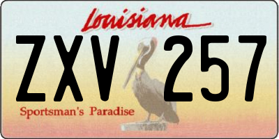 LA license plate ZXV257