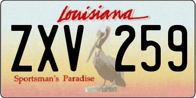 LA license plate ZXV259