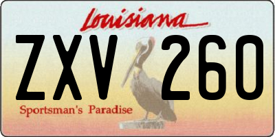 LA license plate ZXV260
