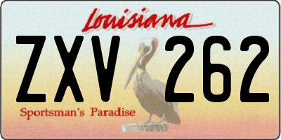 LA license plate ZXV262