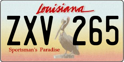 LA license plate ZXV265