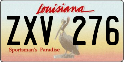 LA license plate ZXV276
