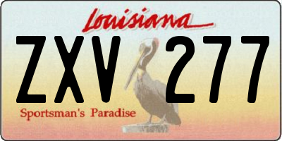 LA license plate ZXV277