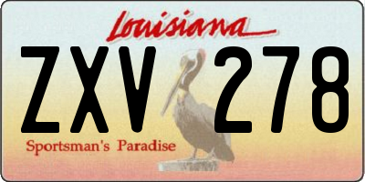 LA license plate ZXV278