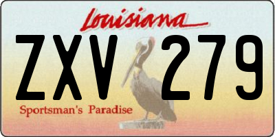 LA license plate ZXV279
