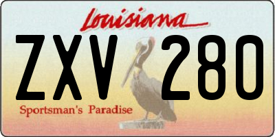 LA license plate ZXV280