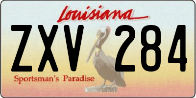 LA license plate ZXV284