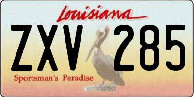 LA license plate ZXV285