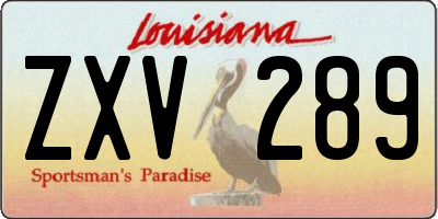 LA license plate ZXV289