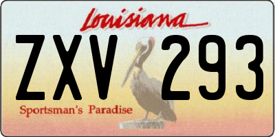 LA license plate ZXV293