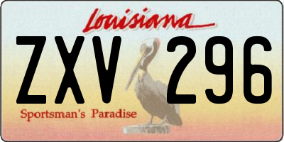 LA license plate ZXV296