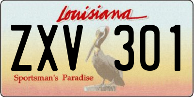 LA license plate ZXV301