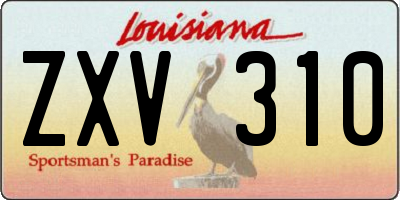 LA license plate ZXV310