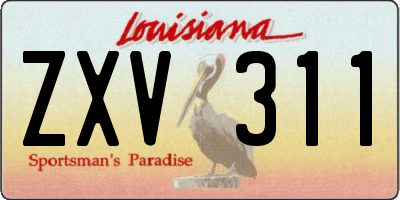LA license plate ZXV311