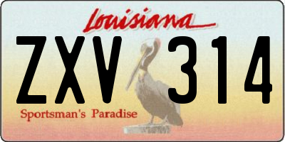 LA license plate ZXV314