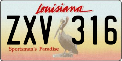 LA license plate ZXV316