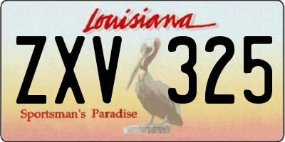 LA license plate ZXV325
