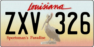 LA license plate ZXV326