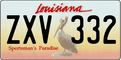 LA license plate ZXV332