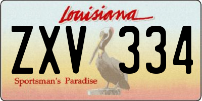 LA license plate ZXV334