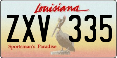 LA license plate ZXV335
