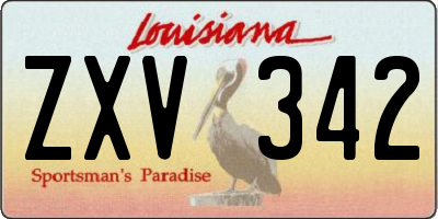LA license plate ZXV342
