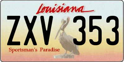 LA license plate ZXV353