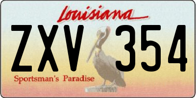 LA license plate ZXV354