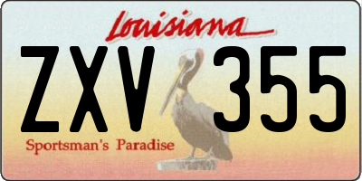 LA license plate ZXV355