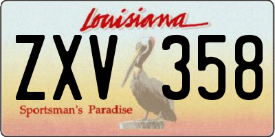 LA license plate ZXV358