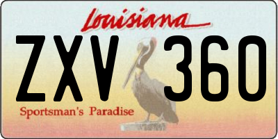 LA license plate ZXV360