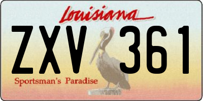 LA license plate ZXV361