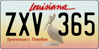LA license plate ZXV365