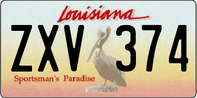 LA license plate ZXV374