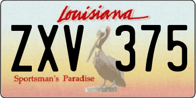 LA license plate ZXV375