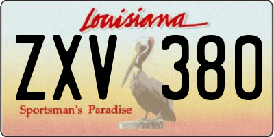 LA license plate ZXV380