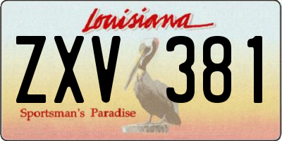 LA license plate ZXV381