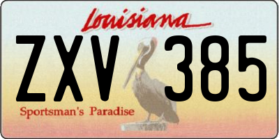 LA license plate ZXV385