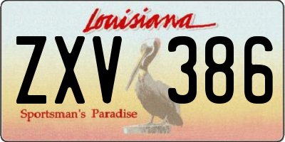 LA license plate ZXV386