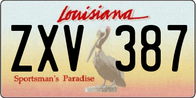 LA license plate ZXV387