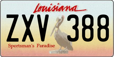 LA license plate ZXV388
