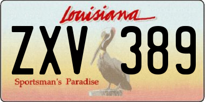 LA license plate ZXV389