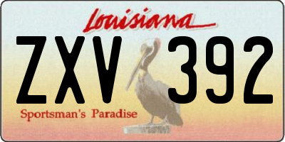 LA license plate ZXV392