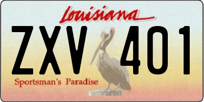 LA license plate ZXV401