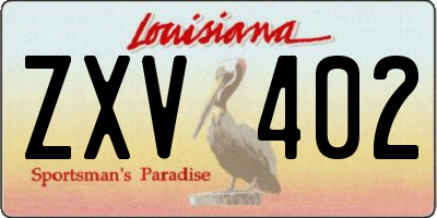 LA license plate ZXV402