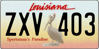 LA license plate ZXV403