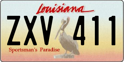LA license plate ZXV411