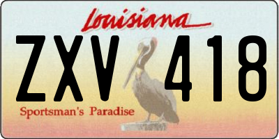 LA license plate ZXV418