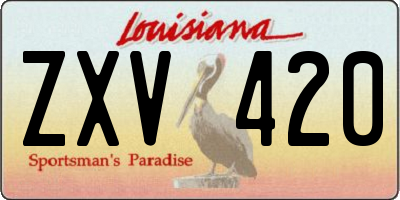 LA license plate ZXV420
