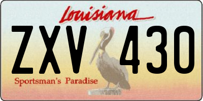LA license plate ZXV430